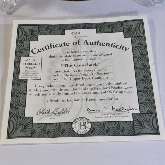 Michael Jordan The Comeback NBA Collector Plate Bradford Exchange - Picture 4 of 5